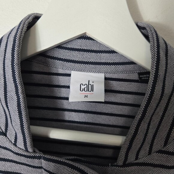 CAbi Size M Dappled Stripe Car Coat Gray/Navy Button Front Pockets Stret… - Picture 4 of 10